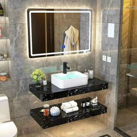 Bộ Bàn Đá Dương 2 Tầng Màu Vân Đen JOTTO M05